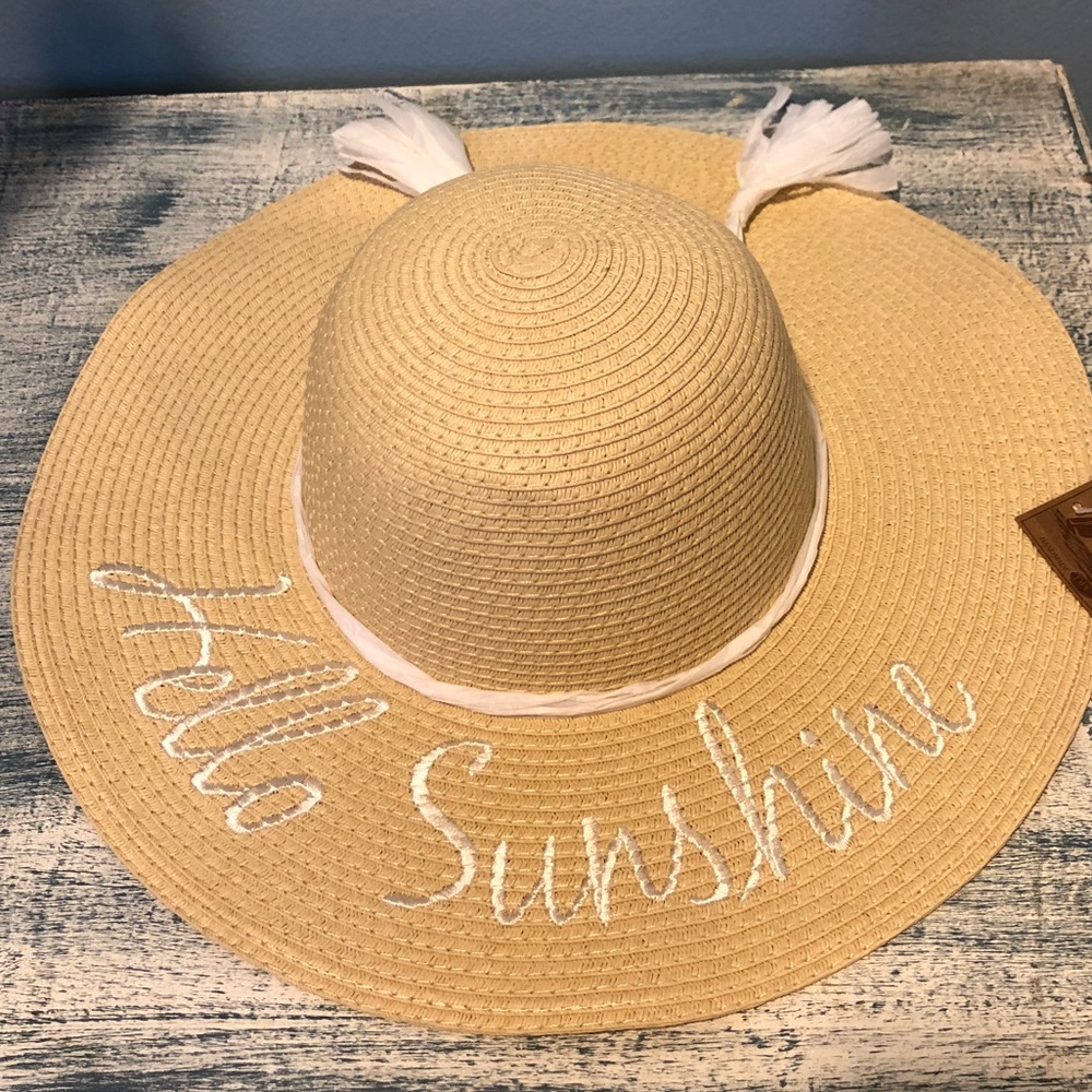 UPF50 hello sunshine packable straw floppy hat